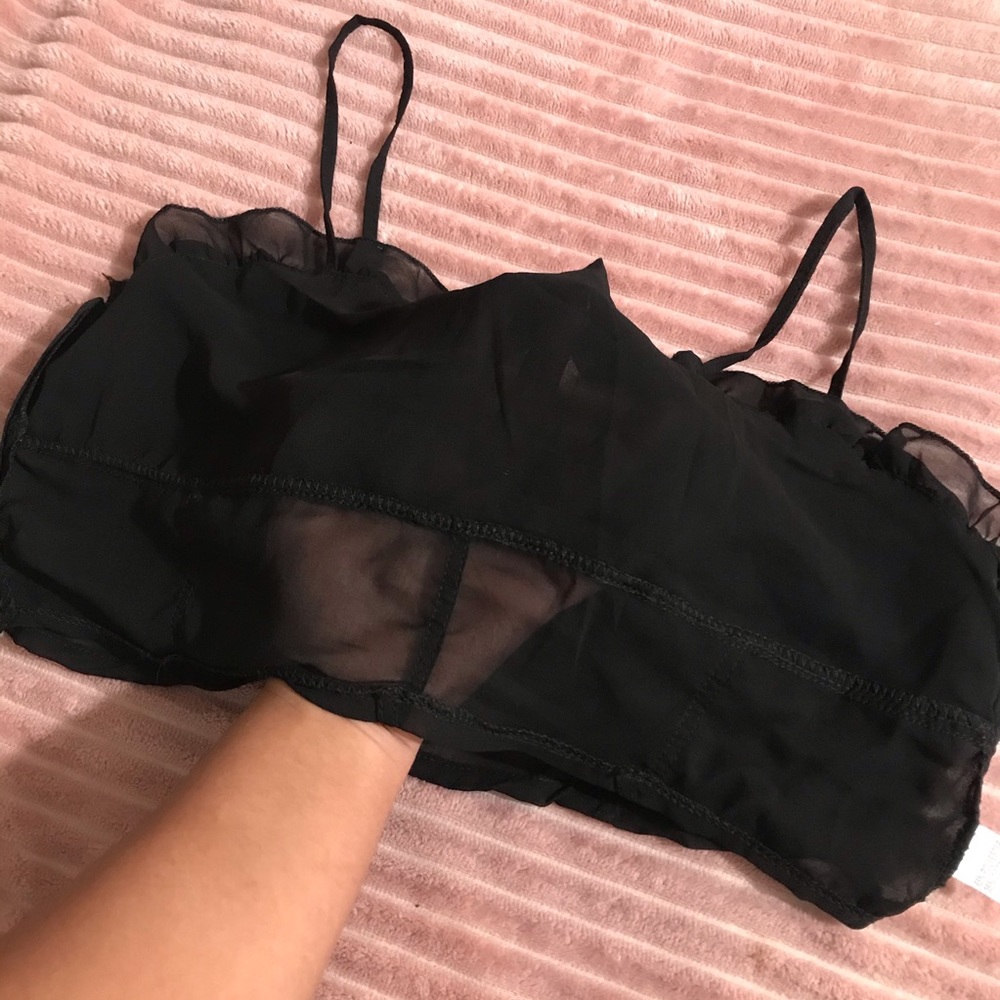 Sheer Black Ruffle Crop Top - Picture 7 of 8